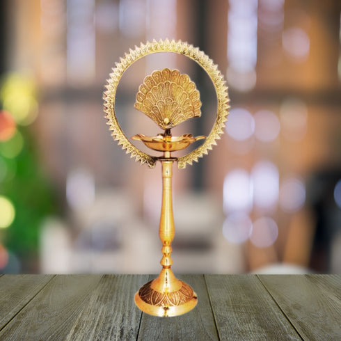 Brass Stand Diya With More Charkar 0.87kg(Pack Of 2)